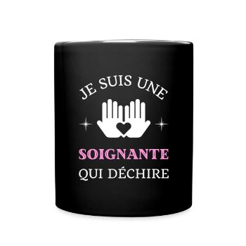 aide soignante qui déchire femme idée cadeau drole - Mug uni - noir - Devant