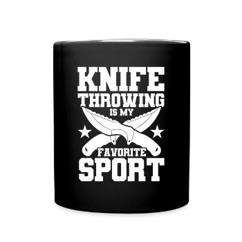 Messerwurfscheibe Geschenk Messerwerfer - Tasse einfarbig - Schwarz - Vorne