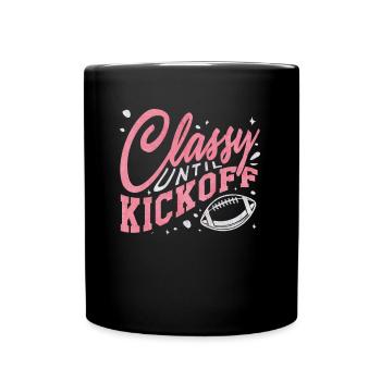Fußballdame, Bis Zum Auftakt Klassisch - Tasse einfarbig - Schwarz - Vorne