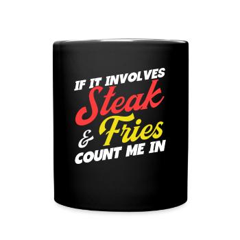Amateur de viande disant drôle bbq steak de viande - Mug uni - noir - Devant