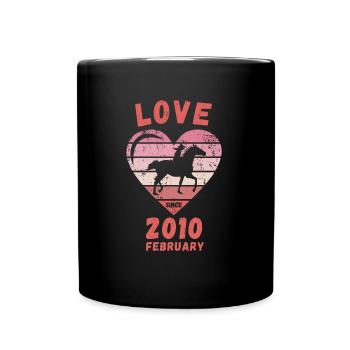 Love Pferde Reiten Geburtstag Februar 2010 - Tasse einfarbig - Schwarz - Vorne