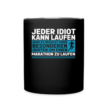 Halbmarathon, Marathon, Läufer - Tasse einfarbig - Schwarz - Vorne