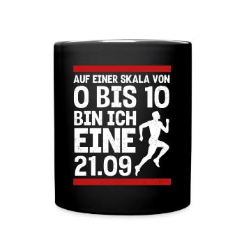 Halbmarathon, Marathon, Läufer - Tasse einfarbig - Schwarz - Vorne