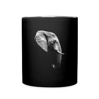 Elefantenkopf Tier Rüssel Elefant - Tasse einfarbig - Schwarz - Vorne