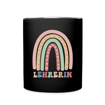 Klassenlehrerin Vintage Regenbogen Lehrerin - Tasse einfarbig - Schwarz - Vorne