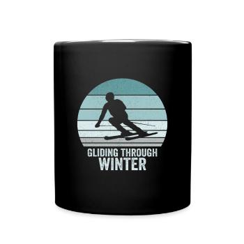 Glisse à travers Winter Skier Vintage Ski - Mug uni - noir - Devant