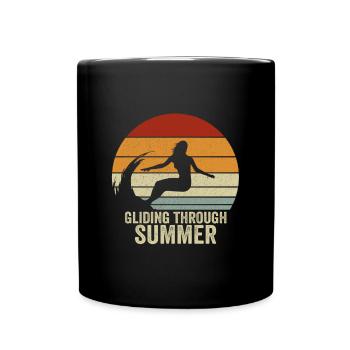 Surf durch den Sommer Vintage Surfing Girl - Tasse einfarbig - Schwarz - Vorne