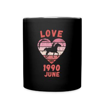 Love Pferde Reiten Geburtstag Juni 1990 - Tasse einfarbig - Schwarz - Vorne