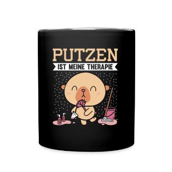 PUTZEN IST MEINE THERAPIE - Tasse einfarbig - Schwarz - Vorne