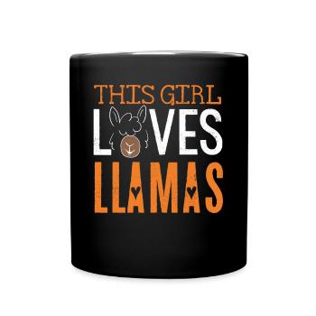 Cette fille aime les lamas, les lamas, les lamas - Mug uni - noir - Devant