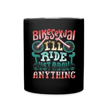 Bikesexual, Bicycle, Cycling - Full Colour Mug - black - Front