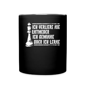 Schachspieler, Ich Verliere Nie, Schach - Tasse einfarbig - Schwarz - Vorne