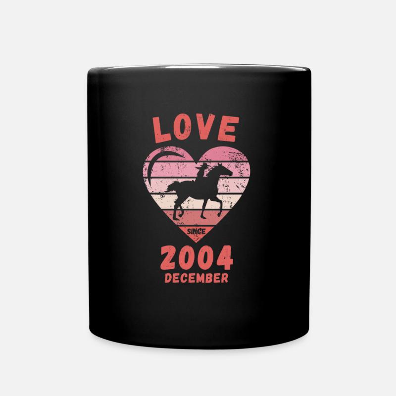 Love Pferde Reiten Geburtstag Dezember 2004 - Tasse einfarbig - Schwarz
