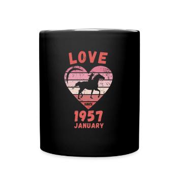 Love Horse Riding Birthday January 1957 - Full Colour Mug - black - Front