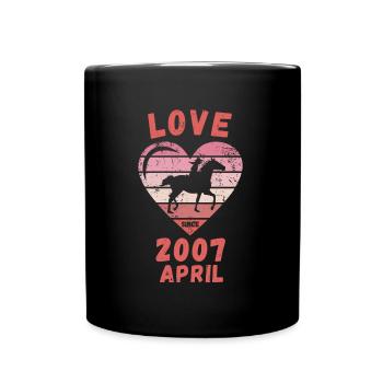 Love Pferde Reiten Geburtstag April 2007 - Tasse einfarbig - Schwarz - Vorne