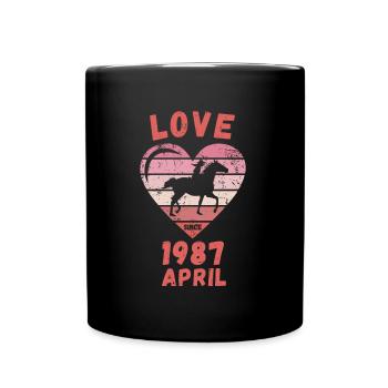 Love Horse Riding Birthday April 1987 - Full Colour Mug - black - Front