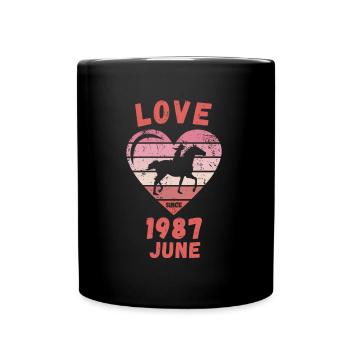 Love Horse Riding Birthday June 1987 - Full Colour Mug - black - Front