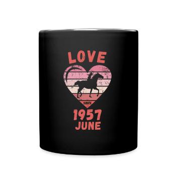 Love Horse Riding Birthday June 1957 - Full Colour Mug - black - Front