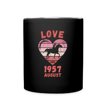 Love Horse Riding Birthday August 1957 - Full Colour Mug - black - Front