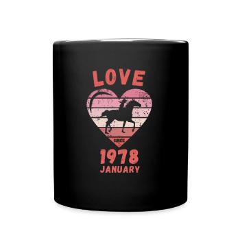 Love Horse Riding Birthday January 1978 - Full Colour Mug - black - Front
