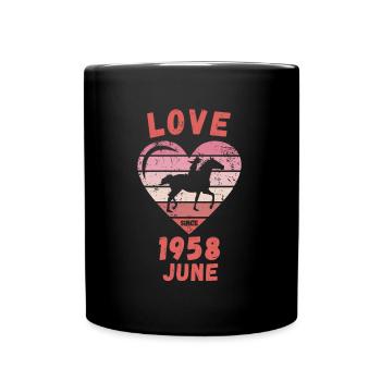 Love Pferde Reiten Geburtstag Juni 1958 - Tasse einfarbig - Schwarz - Vorne