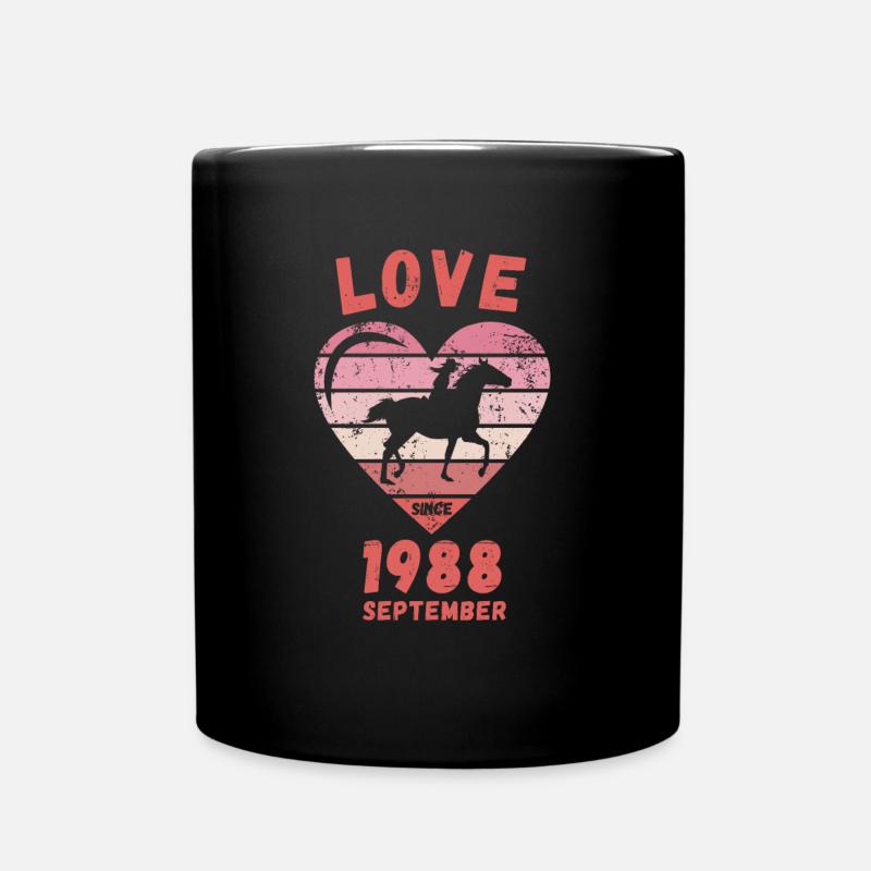 Love Pferde Reiten Geburtstag September 1988 - Tasse einfarbig - Schwarz
