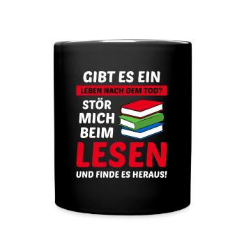 Bücher Lesen Leseratte Bücherwurm Lesefan Buch - Tasse einfarbig - Schwarz - Vorne