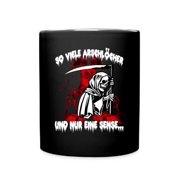 Sensenmann Reaper lustiger Spruch Fun Skelett - Tasse einfarbig - Schwarz - Vorne