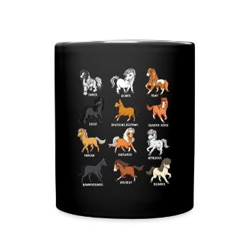 De nombreuses races de chevaux - Chevaux Kawaii de dessin animé - Mug uni - noir - Devant