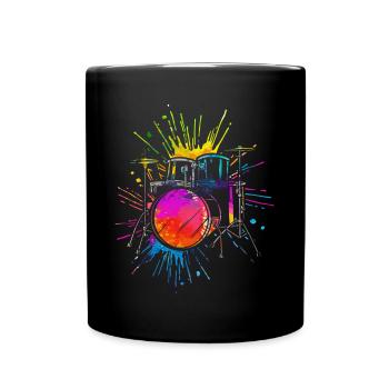 Schlagzeug, Schlagzeuger - Tasse einfarbig - Schwarz - Vorne