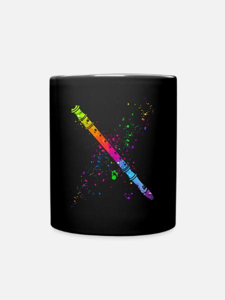 Flûte, Jouer de la flûte, - Mug uni - noir