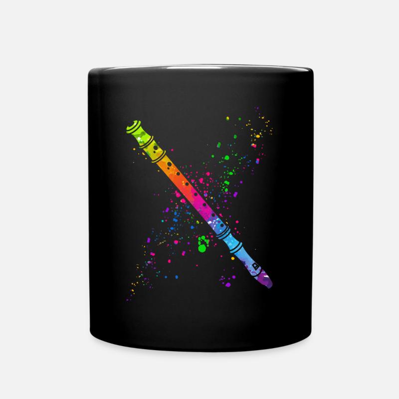Flûte, Jouer de la flûte, - Mug uni - noir