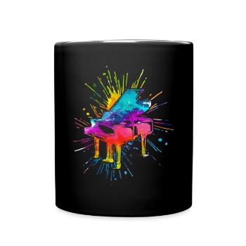 Piano, Pianiste - Mug uni - noir - Devant