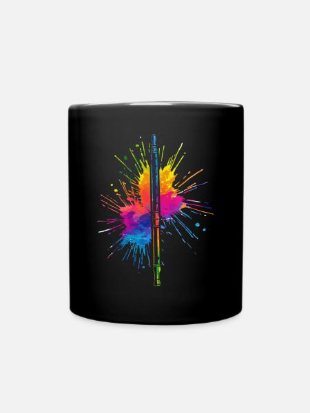 Flöte, Flöte spielen, - Tasse einfarbig - Schwarz