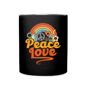 Friedensliebe Hippie - Tasse einfarbig - Schwarz - Vorne
