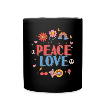 Friedensliebe Hippie - Tasse einfarbig - Schwarz - Vorne