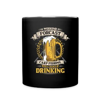 Karpfen Angeln Und Trinken. - Tasse einfarbig - Schwarz - Vorne