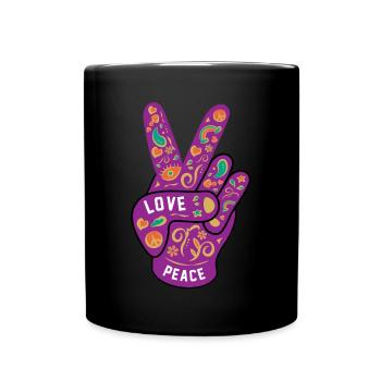 Friedensliebe Hippie - Tasse einfarbig - Schwarz - Vorne