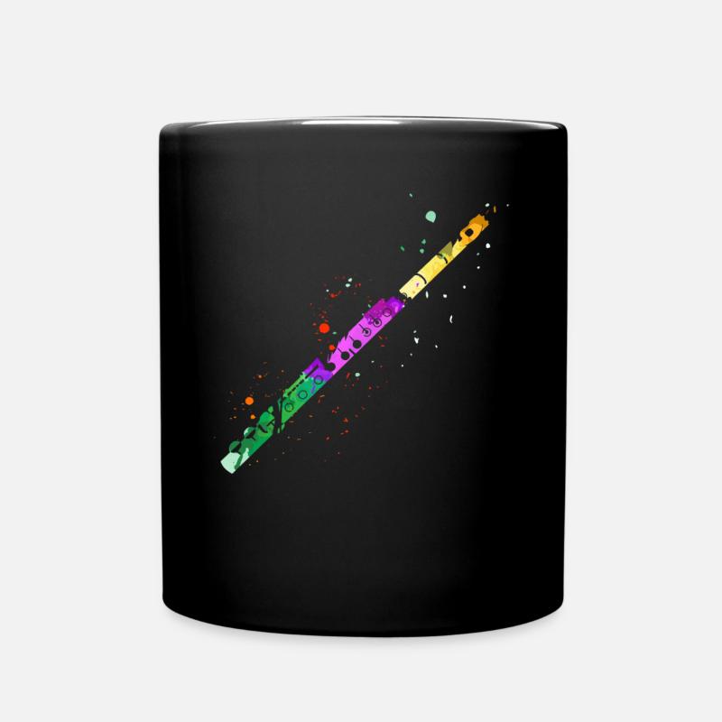 Flûte, Jouer de la flûte, - Mug uni - noir