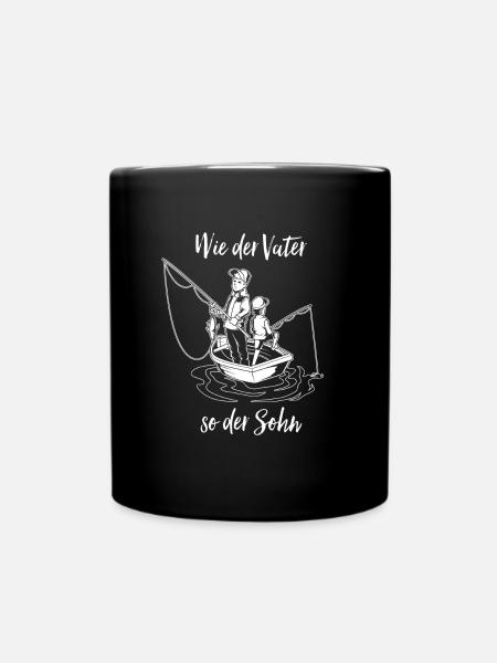 Angeln und Fischen - Vater und Sohn - Tasse einfarbig - Schwarz