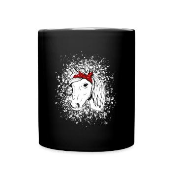 Cheval avec des flocons de neige - Mug uni - noir - Devant