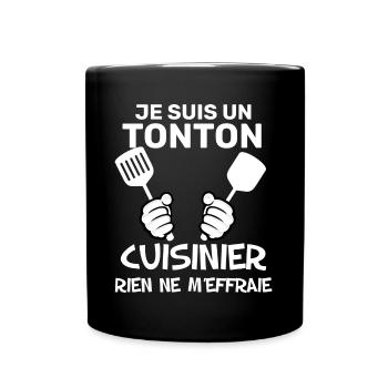 Mon Tonton Est Un Super Cuisinier - Mug uni - noir - Devant