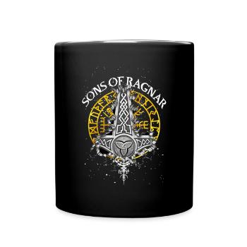 Runes Norse mystical Viking Valhalla symbol - Full Colour Mug - black - Front