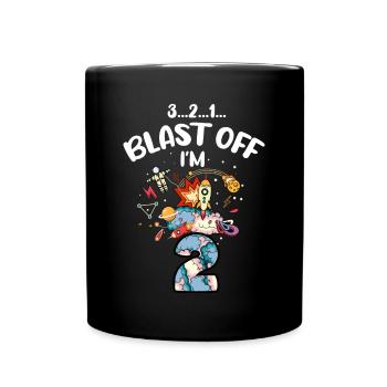 Blast Off J’ai 2 ans, 2ème anniversaire - Mug uni - noir - Devant