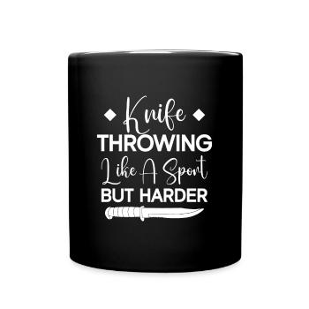 Messerwurfscheibe Geschenk Messerwerfer - Tasse einfarbig - Schwarz - Vorne
