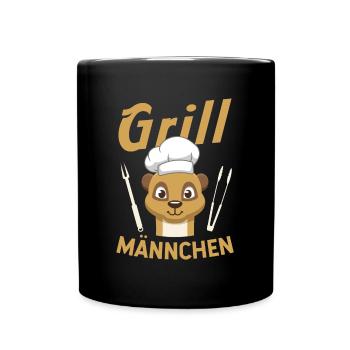Grill Männchen Erdmännchen Griller Motiv - Tasse einfarbig - Schwarz - Vorne