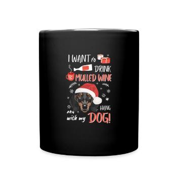 Dachshund Mulled Wine Christmas - Full Colour Mug - black - Front