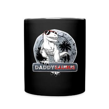 Daddysaurus Dinosaurier Papa Lustig - Tasse einfarbig - Schwarz - Vorne