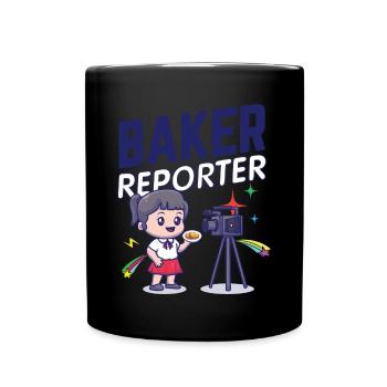 Baker Reporter Caméra Microphone Girl Stars Citation - Mug uni - noir - Devant