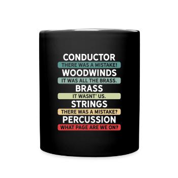 Lustiges Dirigenten und Orchester - Tasse einfarbig - Schwarz - Vorne